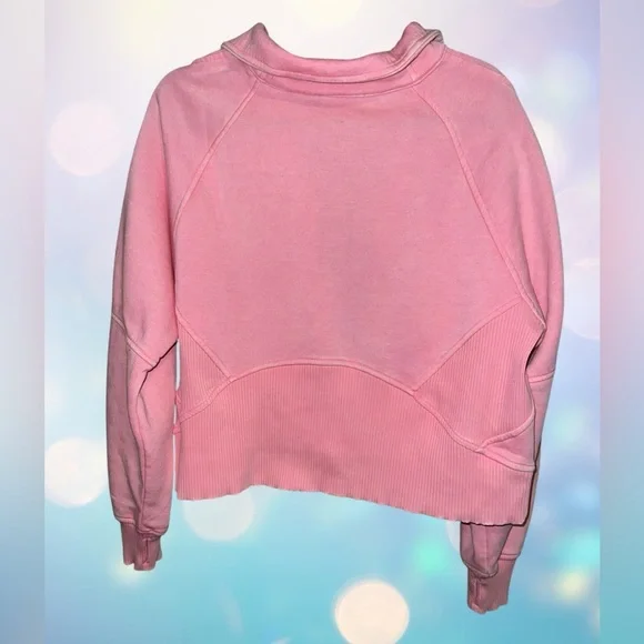 🌸 Zenana Distressed Zip-Up Hoodie | Powder Pink | Size Medium | Cozy Casual - Picture 3 of 4